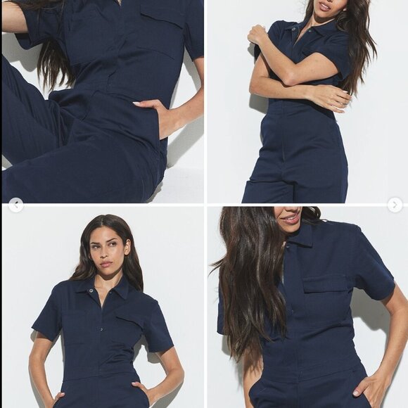 Rivet Utility Navy Jumpsuit The Worker Short Sleeve Classic Chic Neutral Size XS - Picture 14 of 14